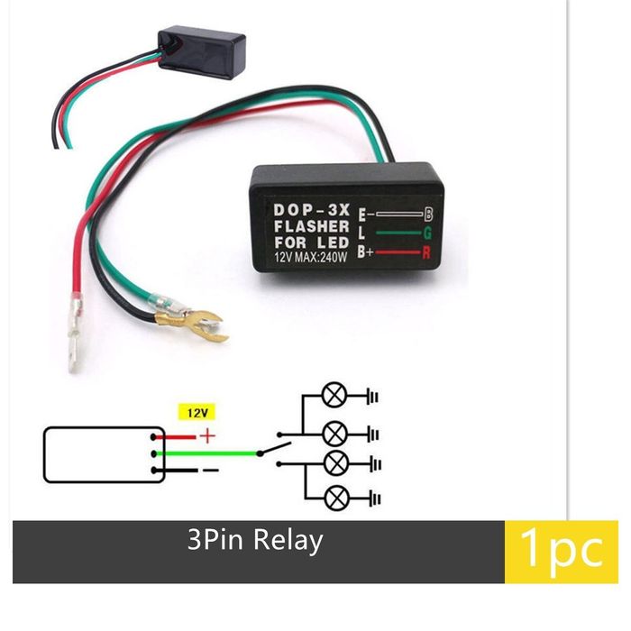 Releu de semnalizare LED cu 3 pini, 12V, pentru lampă cu halogen pentr
