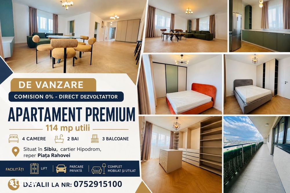 Comision 0% - Ap premium complet mobilat 4 camere 2 bai si 3 balcoane — fotografia 1