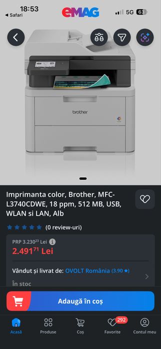 Imprimanta Brother MFC-L3740CDW , folosita foarte putin