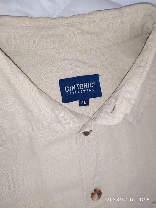 Риза лен/памук XL къс ръкав