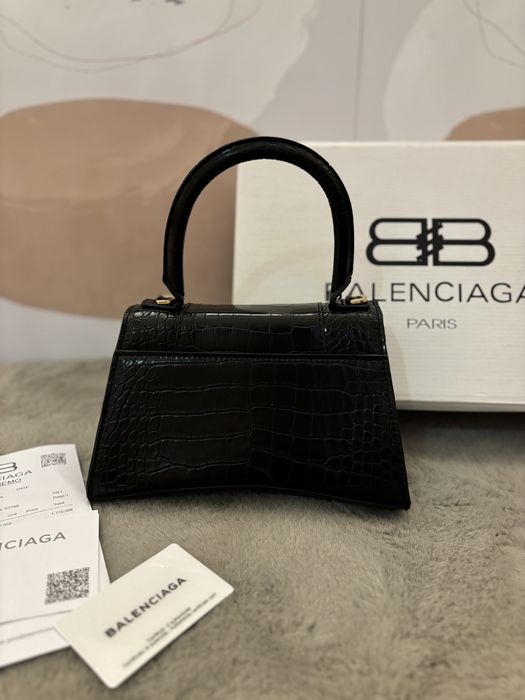 Geantă/Poșeta Balenciaga Hourglass Crocco 23x15x8cm