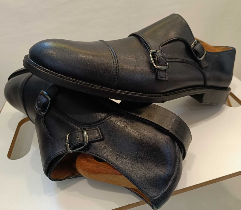 Pantofi double monk 40.5 41 de lux British Passport piele naturala