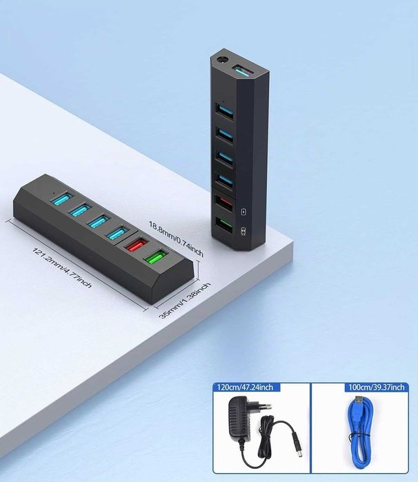 Vansuny USB 3.0 хъб с 6 порта и захранване 24W