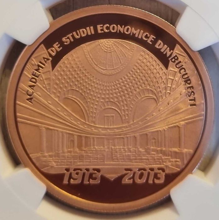 Moneda BNR 1 leu tombac ASE gradata NGC PF 70 UC Top Pop