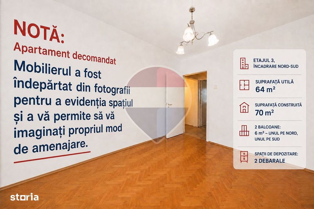 Apartament decomandat cu 3 camere Strada de Mijloc, Brașov