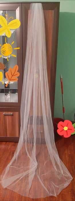 Voal mireasa lung 3m+Pieptene cu mărgele