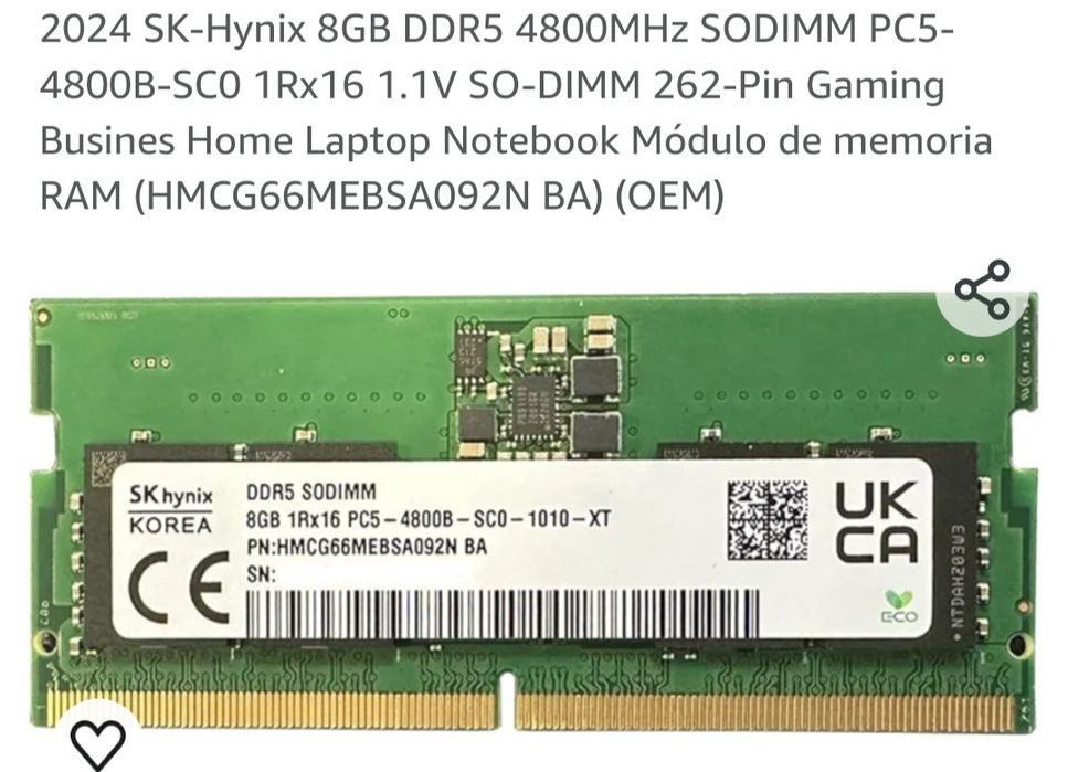 Kit memorii dual channel DDR5 SDRAM SO-DIMM-PC-4800 CL 40 laptop