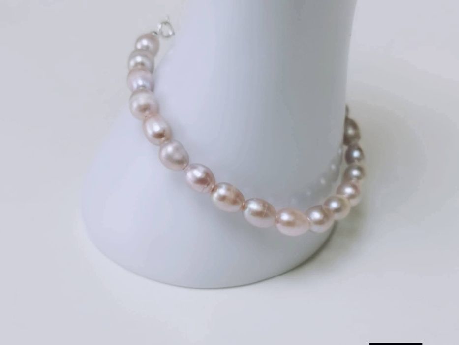 Bratara din perle naturale de cultura baroc, inchizatoare argint, mov