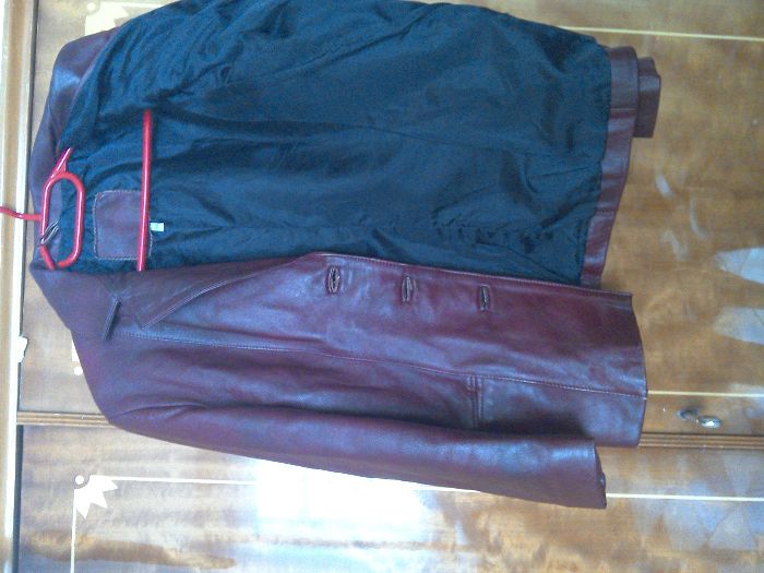 Geacă/jachetă din piele naturală, de damă, culoare grena - 44