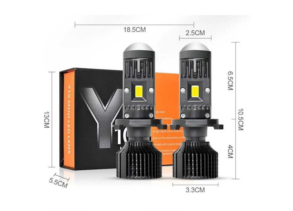 LED крушки с лупа Y10 H4 – 6000K, 6400LM, CANBUS