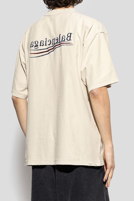 Мъжка тениска Balenciaga T shirt Cream