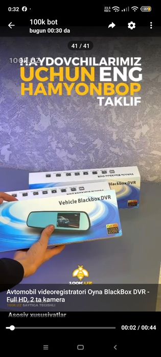 Avtomobil videoregistratori Oyna BlackBox DVR - Full HD, 2 ta kamera