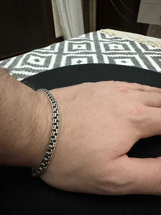 серебряный браслет бисмарк с чернением отличное плетение для всех