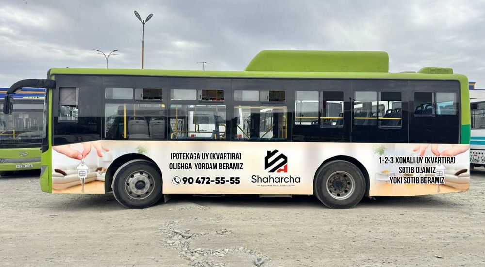 Samarqand avtobuslarida reklama/  Реклама на автобусах в Самарканде