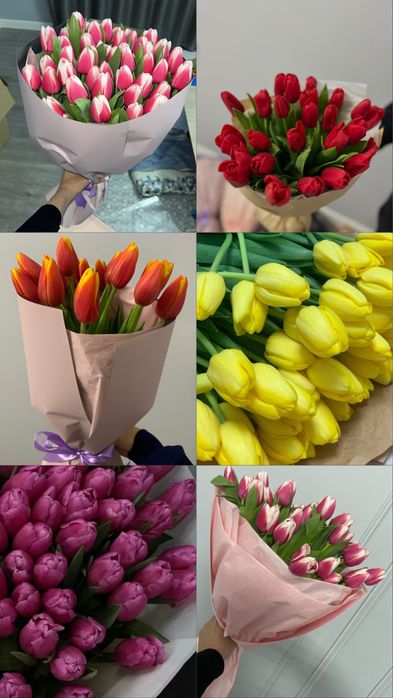 Готовые букеты тюльпан