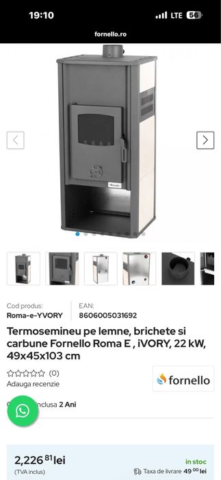 Termoșemineu pe lemne