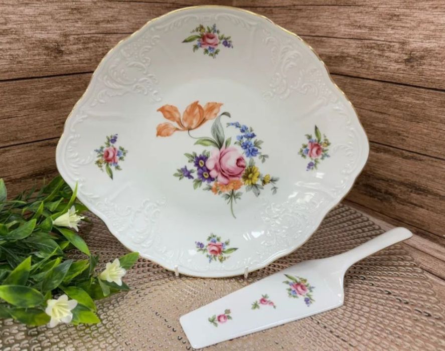 Фарфоровое блюдо 51см Мейсоновский букет Чехия
