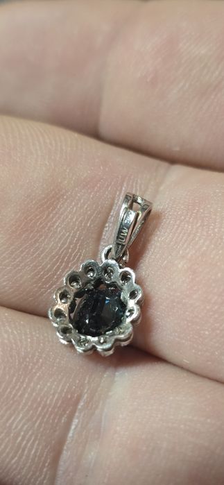 Pandant aur 18 k safir si diamante naturale