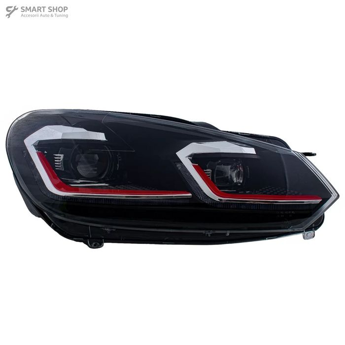 Faruri LED VW Golf 6 VI (2008-2013) Facelift G7.5 GTI Design Rosu Semn
