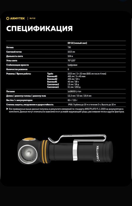 Фонарь Armytek ELF C 2