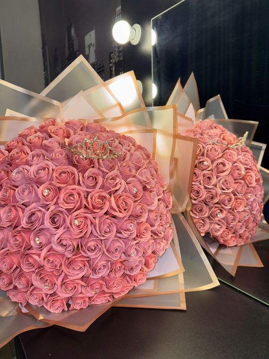Buchet trandafiri sapun personalizat cadou flori stitch sclipici