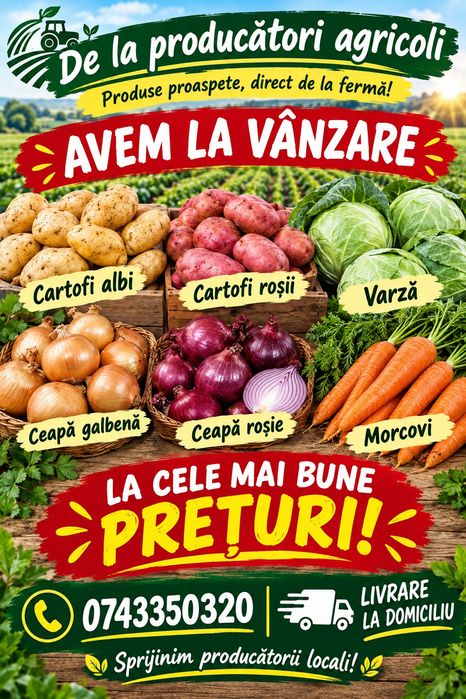 Cartofi albi, cartofi roși,ceapa alba,ceapa roșie, varză, morcovi