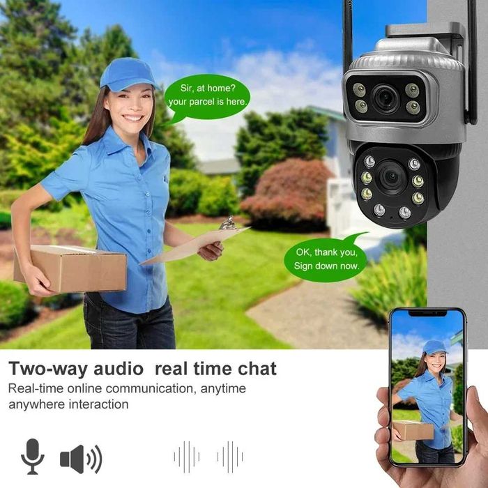 4K 8MP WiFi камера с двоен екран Външни охранителни камери IP PTZ