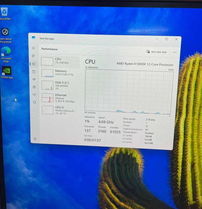 Unitate PC , AMD Ryzen 9 5900X , 32GB DDR4 , NVME 1TB , Nvidia RTX 3070 Ti 8GB + Monitor LED ASUS Gaming TUF VG27AQ1A 27 inch QHD IPS 1 ms 170 Hz