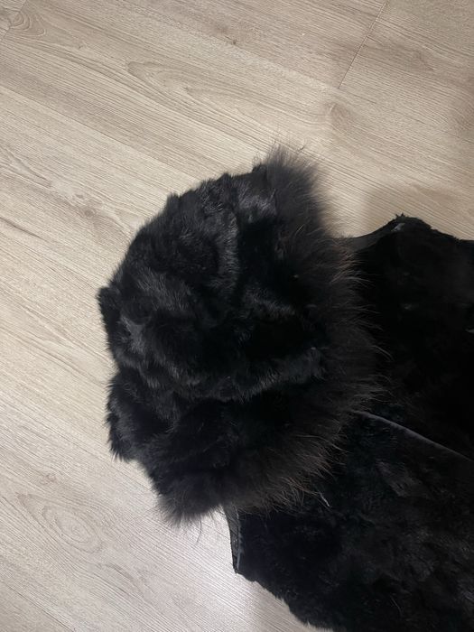 Естествена кожа лисица елек ,елек заек с качулка