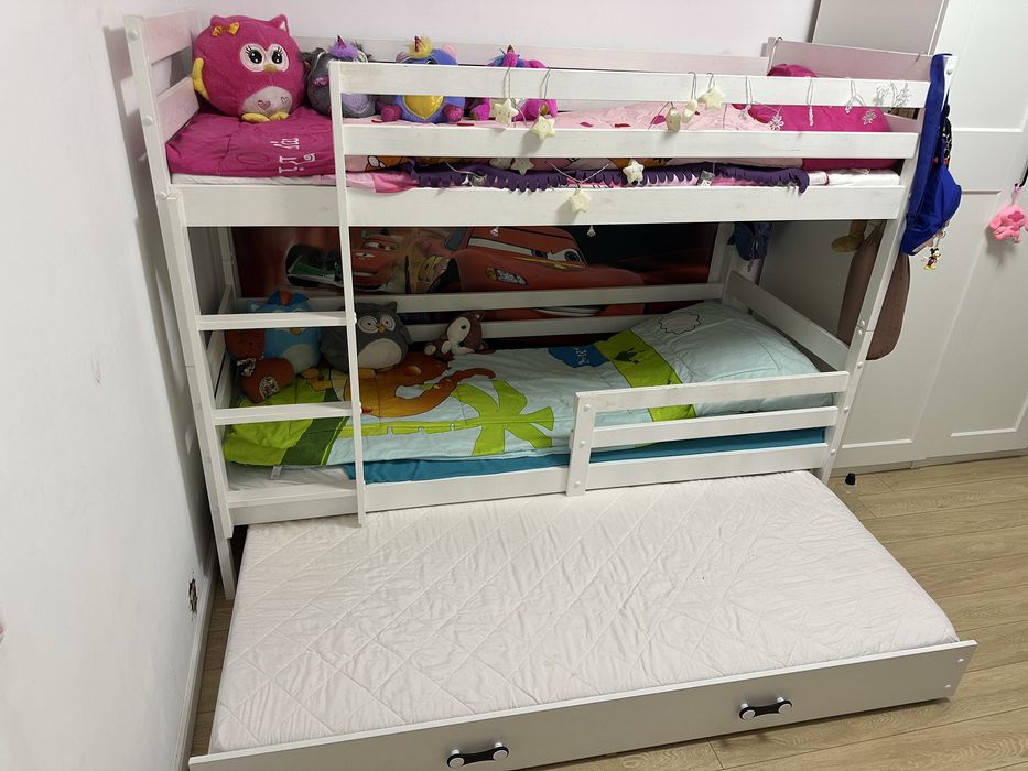 Pat supraetajat pentru 3 persoane cu lada depozitare 195x87x153(Lxlxh)