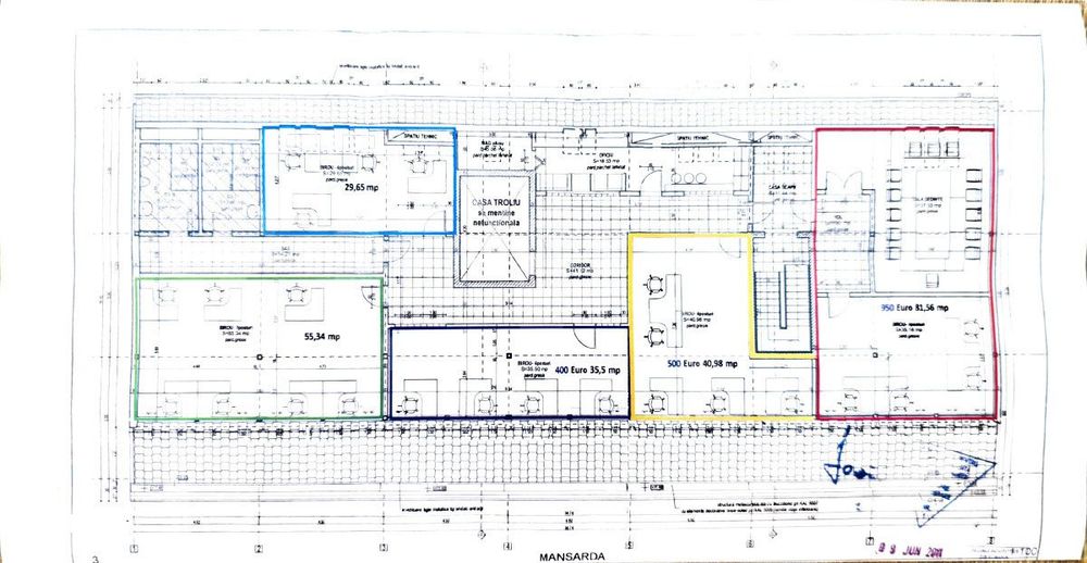 Spatiu de Birouri de Inchiriat – 81,56 mp | Mansarda | 4 Incaperi |