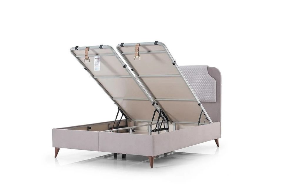 Set Pat tapitat cu led, soniera si lada depozitare + saltea ortopedica