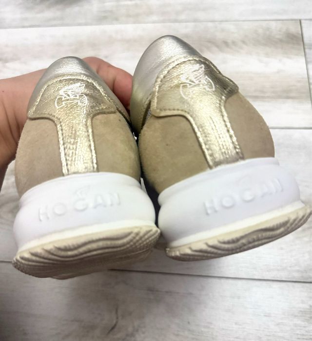 Sneakers ORIGINALI Hogan damă 37 bej auriu platformă comozi