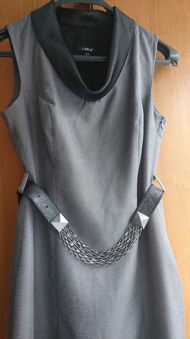 Rochie de stofa CARLA, subtire - vascoza cu guler de saten