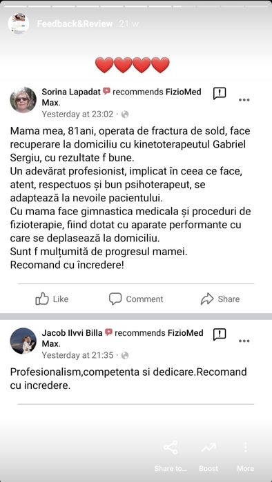 Kinetoterapie/Fizioterapie/Recuperare medicala si masaj la domiciliu