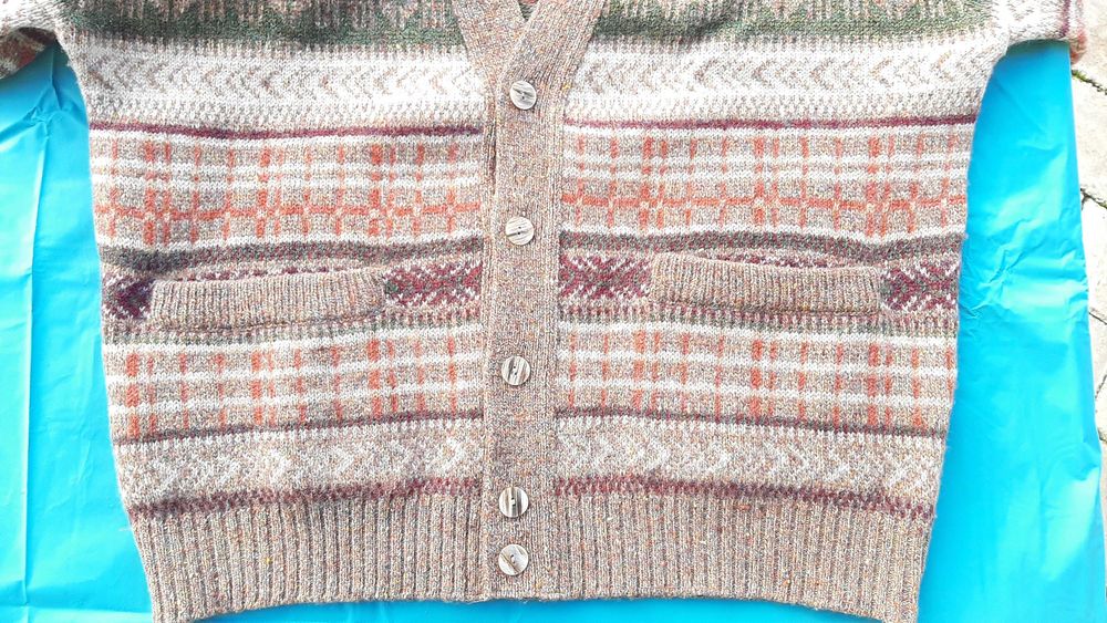 Cardigan barbatesc, nou, lana pura, L, nou, Mauritius