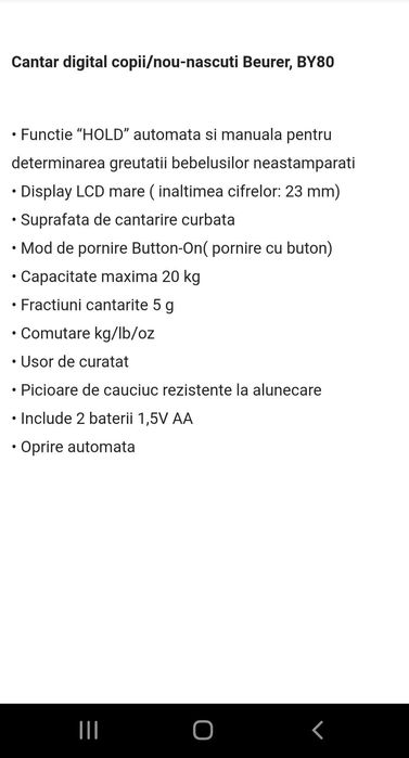 Cantar bebelusi Beuer/PRODUS CU GARANTIE