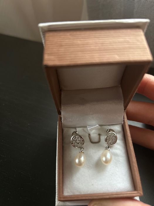 Обеци сребро и перли