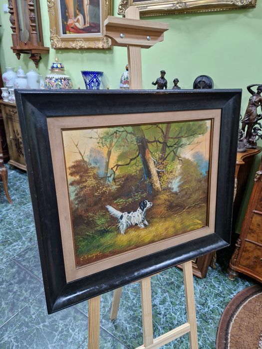 Чудесна антикварна авторска картина масло върху платно