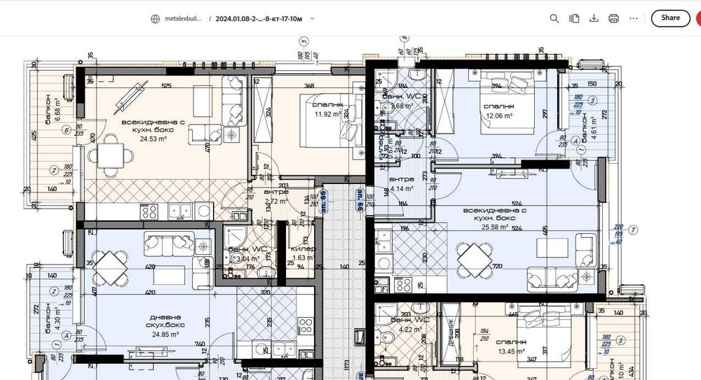 Продава се Двустаен апартамент в Варна, Център - 72 кв.м за 1431 €/кв.м - Снимка #4