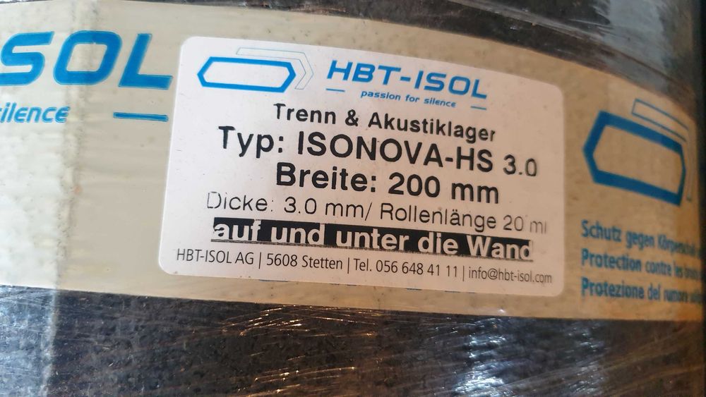 Separator acustic pentru sub si pe zidarie din granulat  ISONOVA