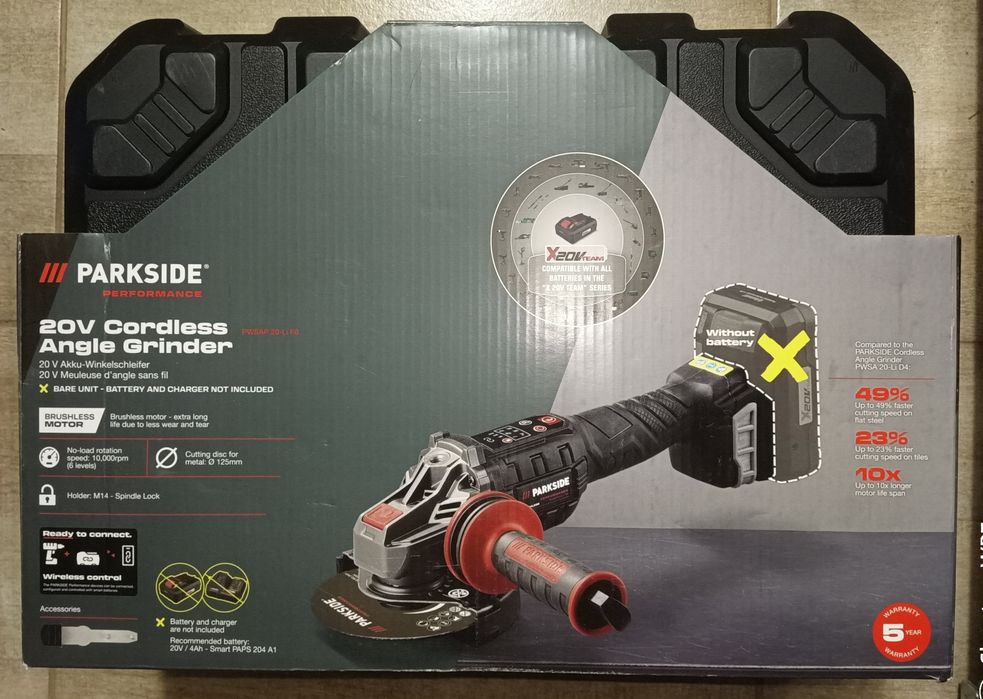 Parkside flex turatie variabila polidisc polizor pe baterie 20V 8A 4A