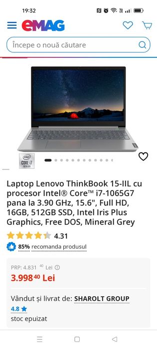 Vând laptop Lenovo thinkpad,că și nou , specificații în poze.