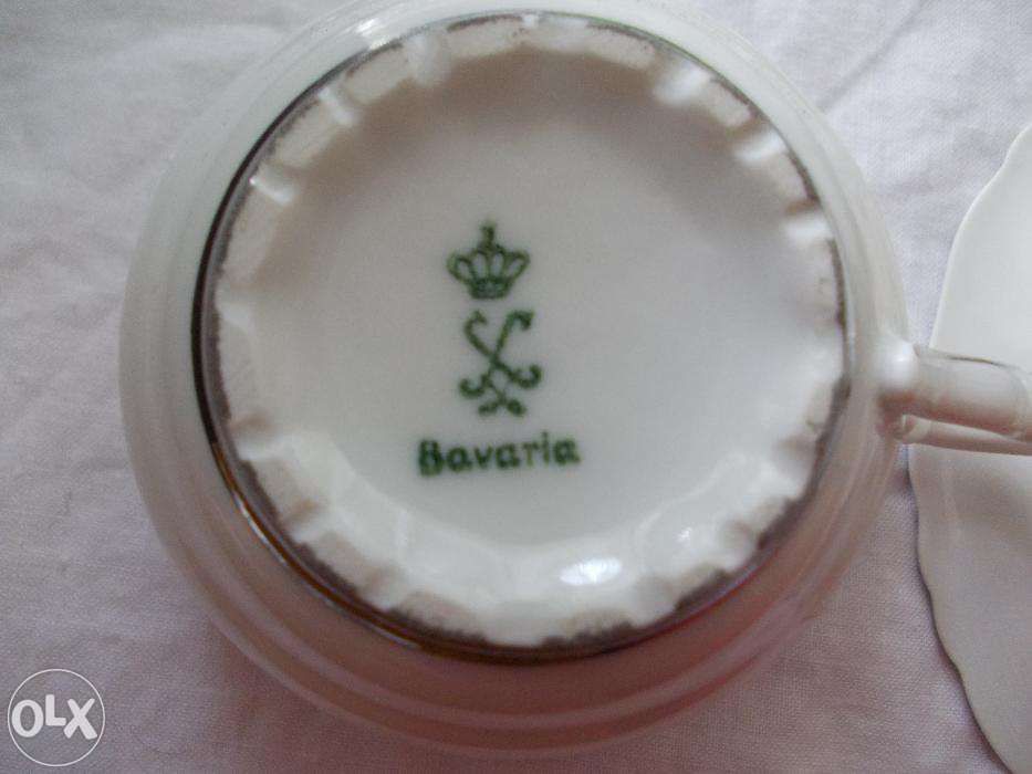 Vintage Set De cafea Bavarez vechi , cu marginile de argint