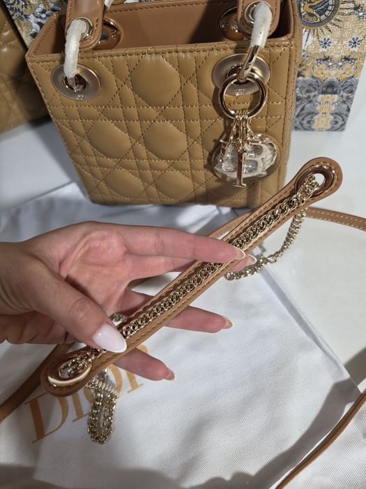 Дамска чанта Christian Dior Mini Lady Dior Limited Caramel