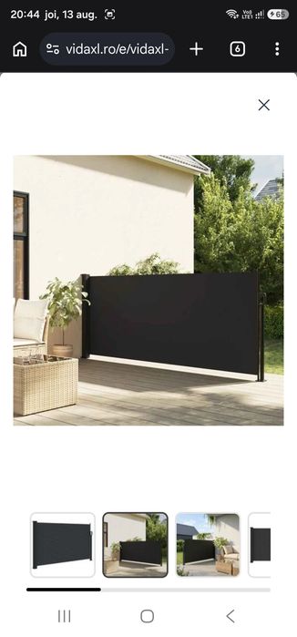 Copertină laterală retractabilă, negru, 117x300 cm