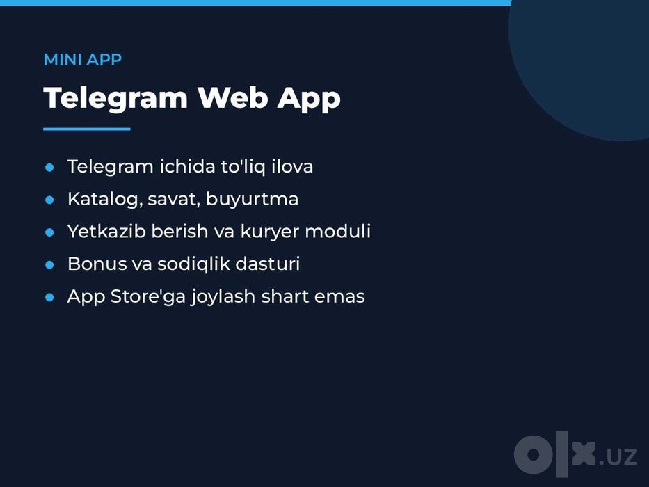 Telegram bot, mini app va sayt yaratish | Buyurtma asosida