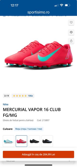 Ghete fotbal mercurial vapor 16 CLUB fg