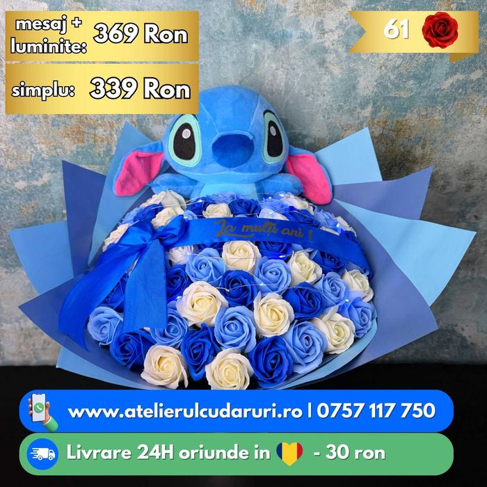 Buchete Trandafiri Sapun / Sclipici , Stitch | Livrare oriunde