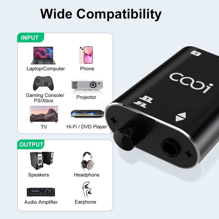 COOIDEA 3.5 мм стерео аудио превключвател